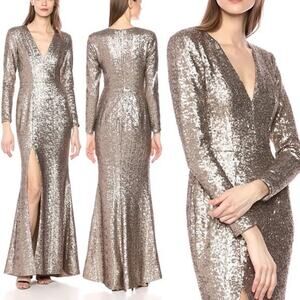 Dress The Population Alessandra Brass Sequin Gown.